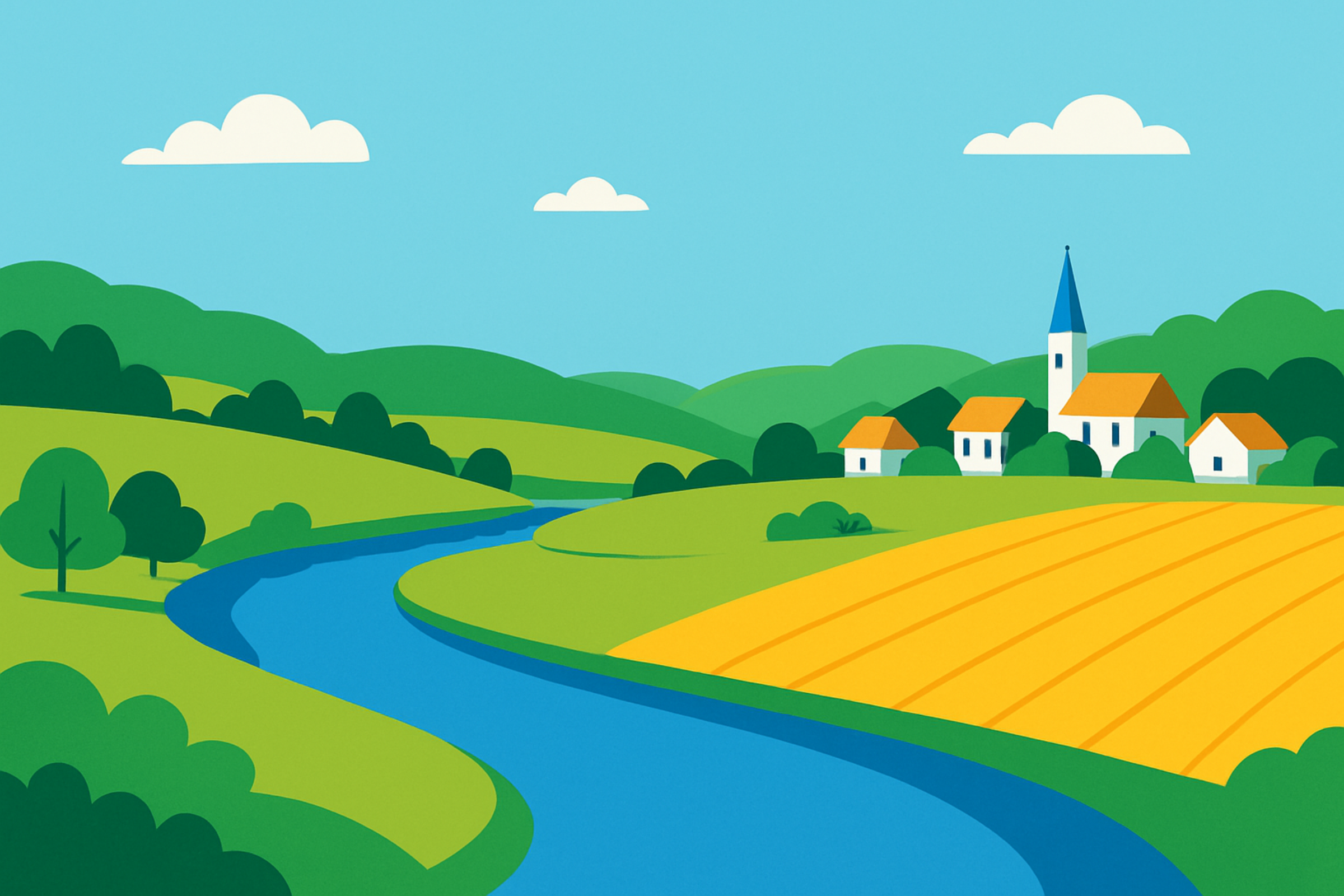 KI generiertes Landschaftsbild des Ampertals