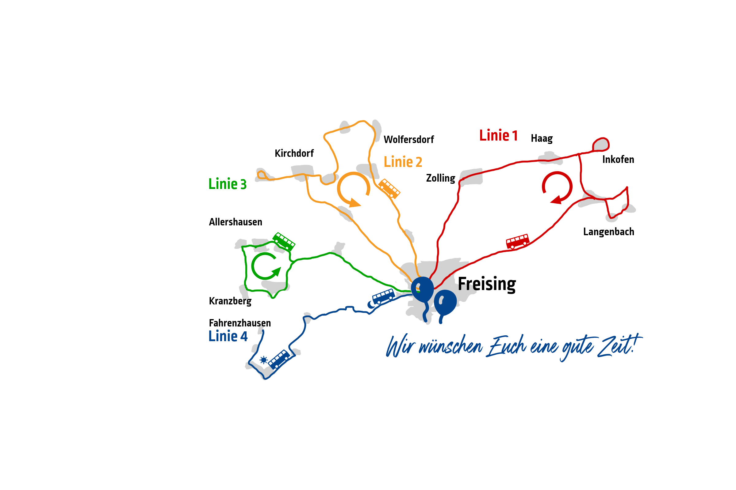 Übersicht Linien Volksfestbus Freising